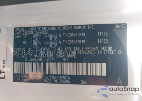 2024 Lexus Rx 350 Premium from USA, damaged, VIN 2T2BAMCA9RC042747